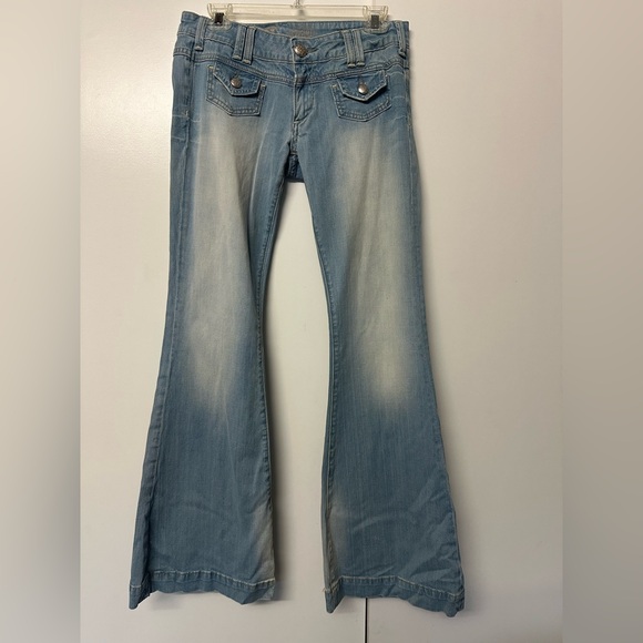 Vintage ReRock for Express Light Blue Flare Leg Jeans Size 28 - Picture 1 of 10